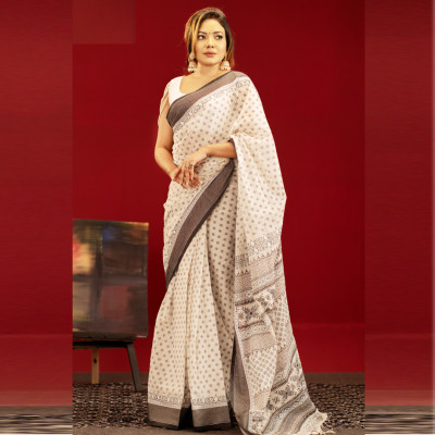 Pure Cotton Block Print Saree