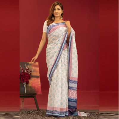 Pure Cotton Block Print Saree