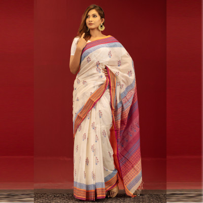 Pure Cotton Block Print Saree