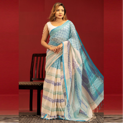 Pure Cotton Block Print Saree