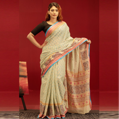 Pure Cotton Block Print Saree