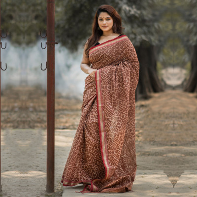 Pure Cotton Vegetable Dye Print Saree