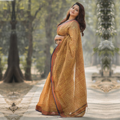 Pure Cotton Vegetable Dye Print Saree