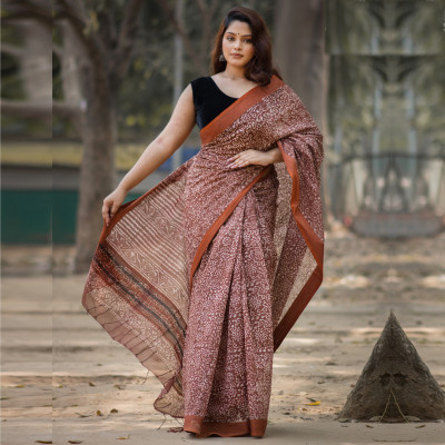 Pure Cotton Vegetable Dye Print Saree
