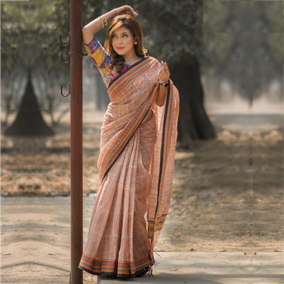 Pure Cotton Vegetable Dye Print Saree