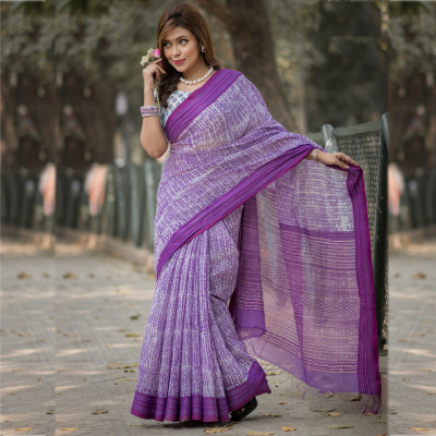Pure Cotton Vegetable Dye Print Saree