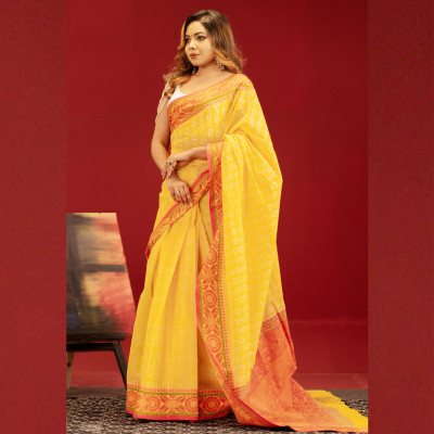 Pure Cotton Vegetable Dye Print Saree
