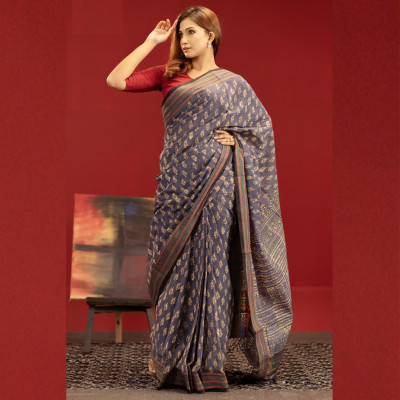 Pure Cotton Vegetable Dye Print Saree
