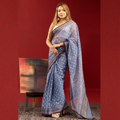 Pure Cotton Vegetable Dye Print Saree