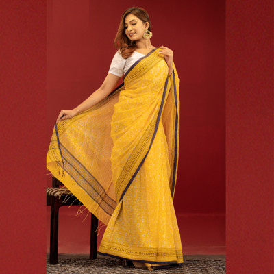 Pure Cotton Vegetable Dye Print Saree