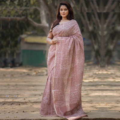 Pure Cotton Khadi Dye Print Saree