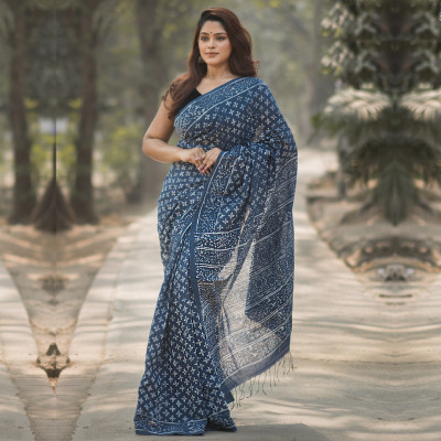 Pure Cotton Khadi Dye Print Saree