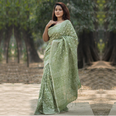 Pure Cotton Khadi Dye Print Saree