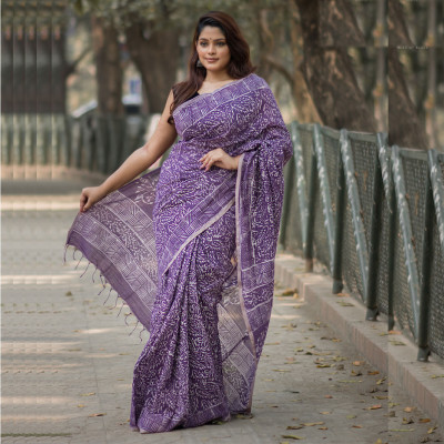 Pure Cotton Khadi Dye Print Saree