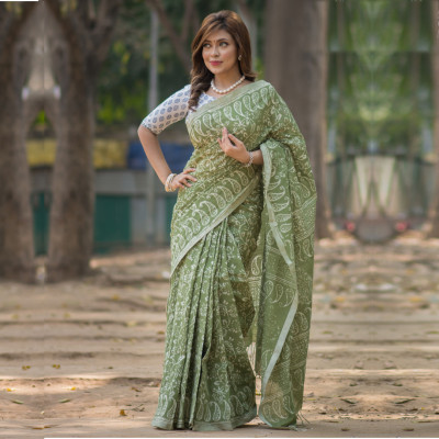 Pure Cotton Khadi Dye Print Saree