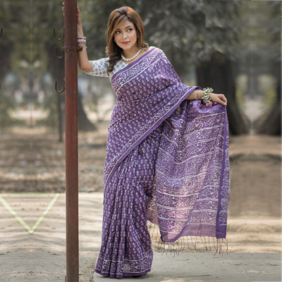Pure Cotton Khadi Dye Print Saree