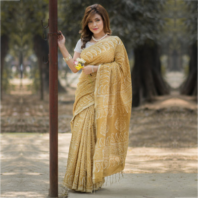 Pure Cotton Khadi Dye Print Saree